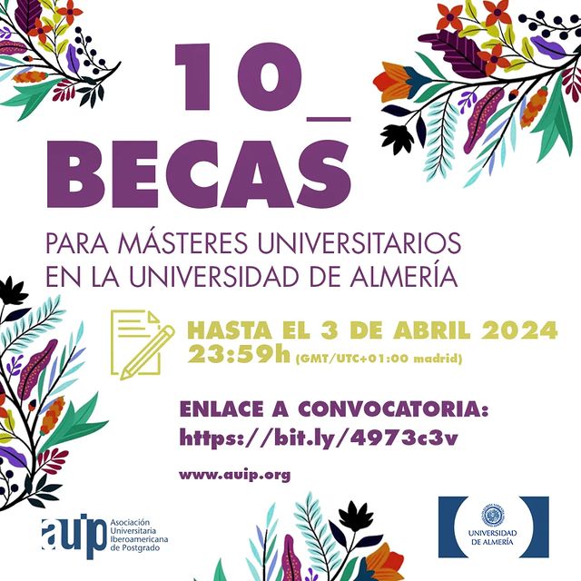 Poster de Bolsas para cursar mestrado na Universidade de Almería 2024