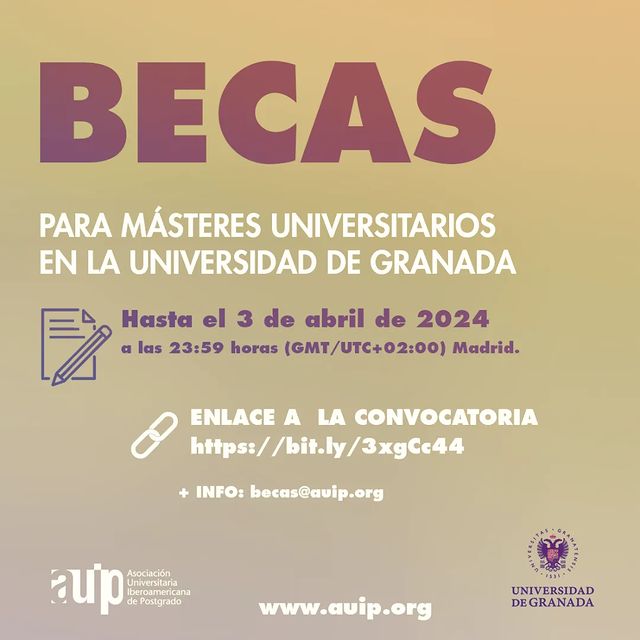 Poster de Bolsas para cursar mestrado na Universidade de Granada 2024