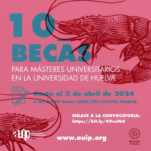 Poster de Bolsas para cursar mestrado na Universidade de Huelva 2024