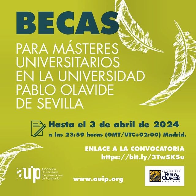 Poster Bolsas para cursar mestrado na Universidade Pablo de Olavide de Sevilha 2024